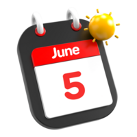 June calendar date event icon illustration day 5 png