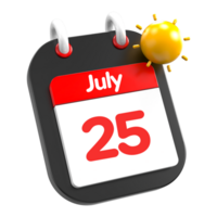 July calendar date event icon illustration day 25 png