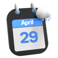 abril calendario lloviendo nube 3d ilustración día 29 png