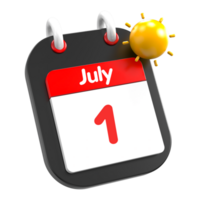 July calendar date event icon illustration day 1 png