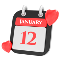 Heart For january month icon of day 12 png