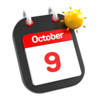 Outubro calendário encontro evento ícone ilustração dia 9 png
