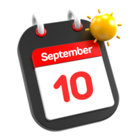 septiembre calendario fecha evento icono ilustración día 10 png