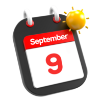 September calendar date event icon illustration day 9 png