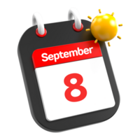 September calendar date event icon illustration day 8 png