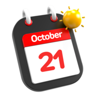 October calendar date event icon illustration day 21 png