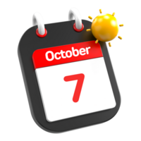 October calendar date event icon illustration day 7 png