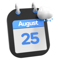 August Calendar Raining Cloud 3D Illustration Day 25 png