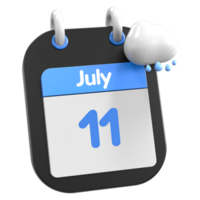 July Calendar Raining Cloud 3D Illustration Day 11 png