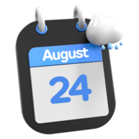 agosto calendario lloviendo nube 3d ilustración día 24 png