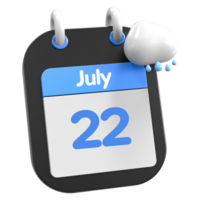 juillet calendrier il pleut nuage 3d illustration journée 22 png