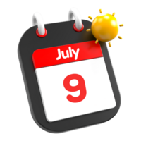 July calendar date event icon illustration day 9 png