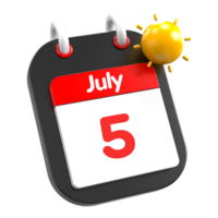 July calendar date event icon illustration day 5 png
