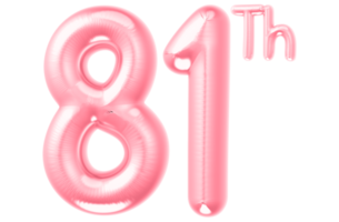 pink birthday balloons with the number on transparent background png