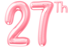 pink birthday balloons with the number on transparent background png