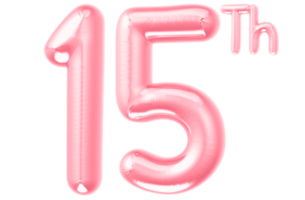 pink birthday balloons with the number on transparent background png