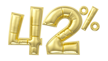 gold number percent on transparent background png