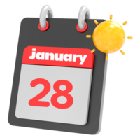 janeiro ícone calendário clipart 3d render png