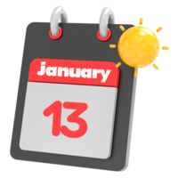 january icon calendar clipart 3d render png