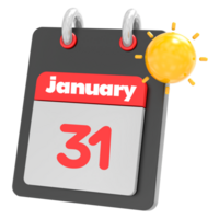 january icon calendar clipart 3d render png