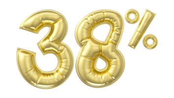 gold number percent on transparent background png