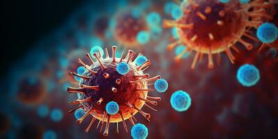 AI generated realistic image of a virus, corona virus. macro photography. photo