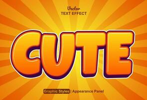 cute text effect with orange graphic style and editable. vector