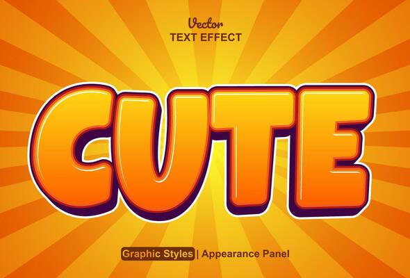 cute text effect with orange graphic style and editable.