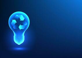 Technology background, Recycling symbol inside light bulb It represents an initiative that takes waste and transforms it into something that can be reused or developed into products for sale. vector