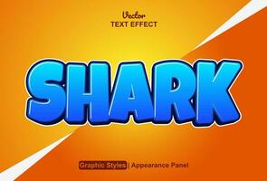 shark text effect with blue color graphic style and editable. vector
