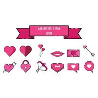 valentine's day icon set vector