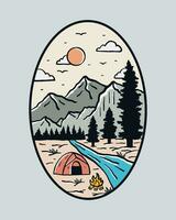 explorar la naturaleza con camping dibujo a mano alzada ilustración vectorial vector