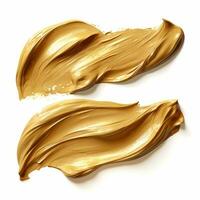 AI generated Gold smear and texture of lipstick. Brushstroke acrylic smear. Element for beauty cosmetic design. photo