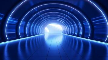 AI generated Empty futuristic tunnel. Technology Design. photo