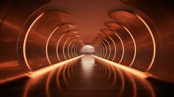 AI generated Empty futuristic tunnel. Technology Design. photo