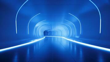 AI generated Empty futuristic tunnel. Technology Design. photo