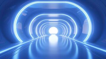 AI generated Empty futuristic tunnel. Technology Design. photo