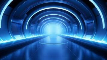 AI generated Empty futuristic tunnel. Technology Design. photo