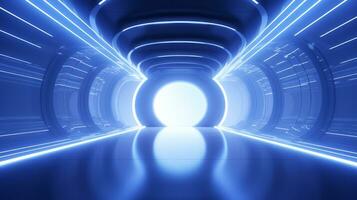 AI generated Empty futuristic tunnel. Technology Design. photo