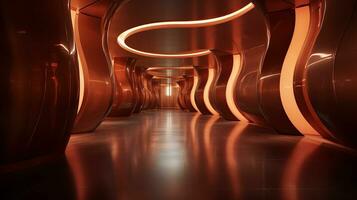 AI generated Empty futuristic tunnel. Technology Design. photo
