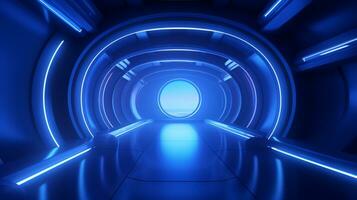 AI generated Empty futuristic tunnel. Technology Design. photo