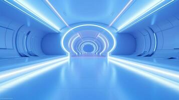 AI generated Empty futuristic tunnel. Technology Design. photo