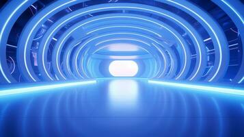 AI generated Empty futuristic tunnel. Technology Design. photo