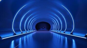 AI generated Empty futuristic tunnel. Technology Design. photo