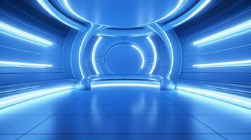 AI generated Empty futuristic tunnel. Technology Design. photo