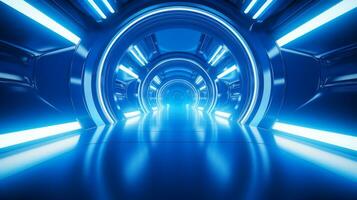 AI generated Empty futuristic tunnel. Technology Design. photo