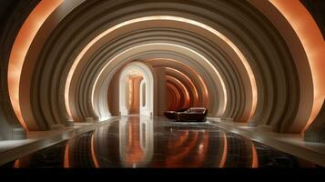 AI generated Empty futuristic tunnel. Technology Design. photo