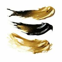 AI generated Elegant gold mascara brush set. Collection of grunge paint texture photo