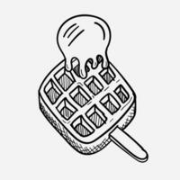 Waffle doodle on white background, food sketch vector