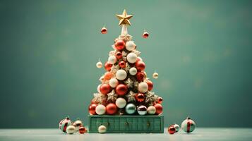 Beautiful christmas tree decorated with ornaments AI Generative photo